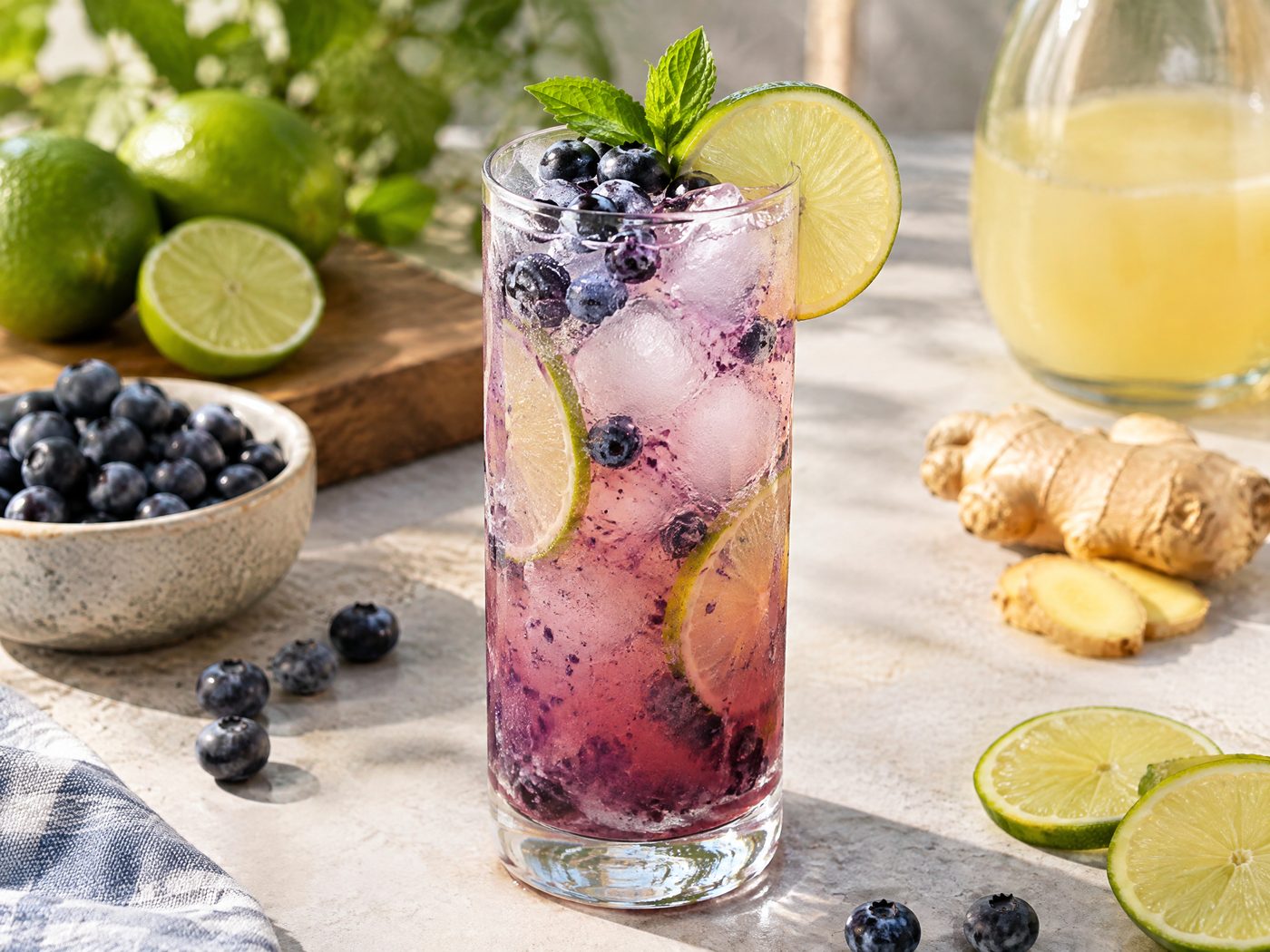 Blueberry Ginger Limeade Mocktail