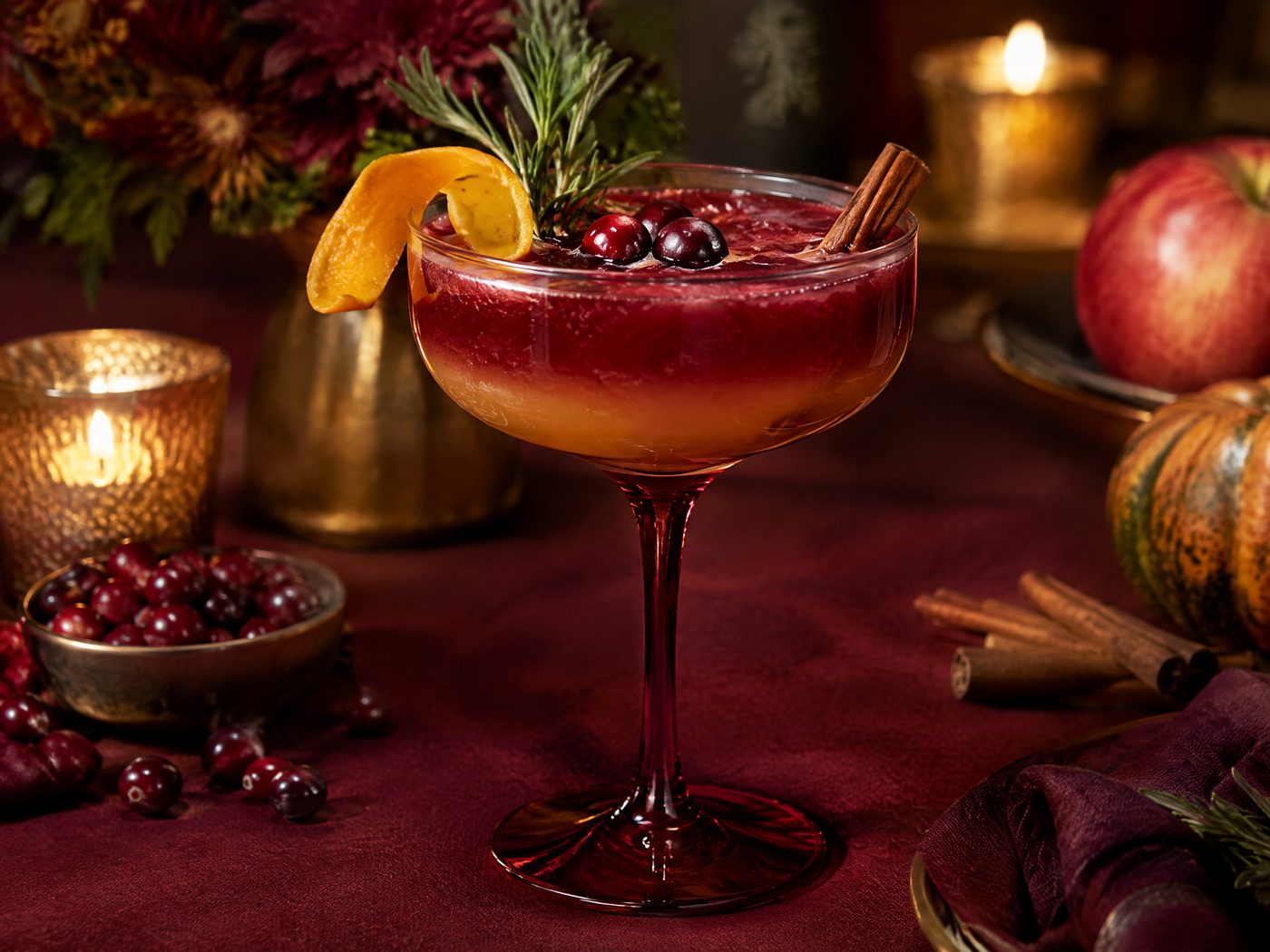 Cranberry Apple Cider Thanksgiving Mocktail