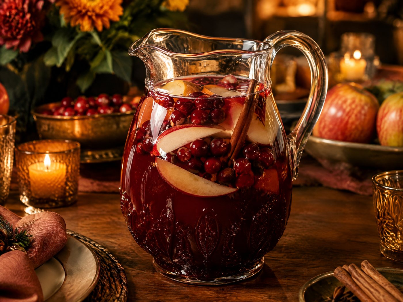 Friendsgiving Cranberry Apple Cider Punch Mocktail
