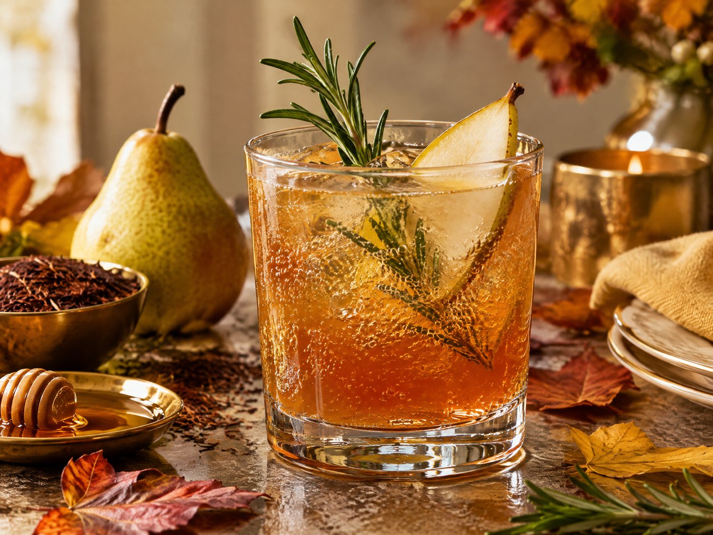 Maple Pear Friendsgiving Fizz Mocktail