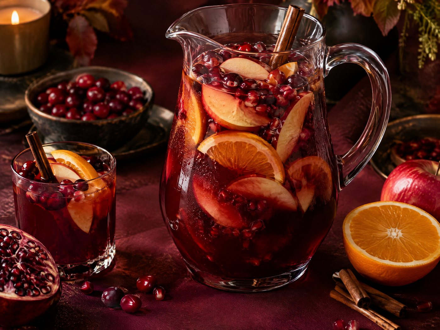 Pomegranate Cranberry Friendsgiving Sangria Mocktail