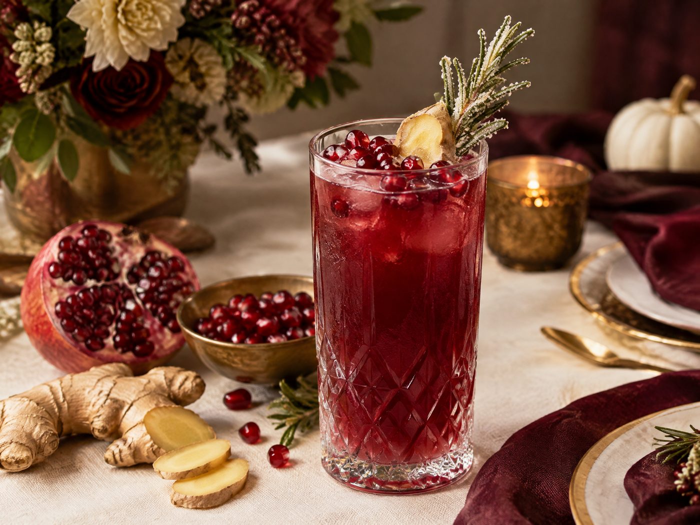 Pomegranate Ginger Thanksgiving Mocktail