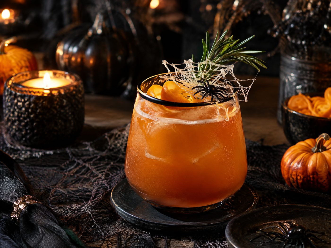 Spooky Spider Orange Cider Mocktail